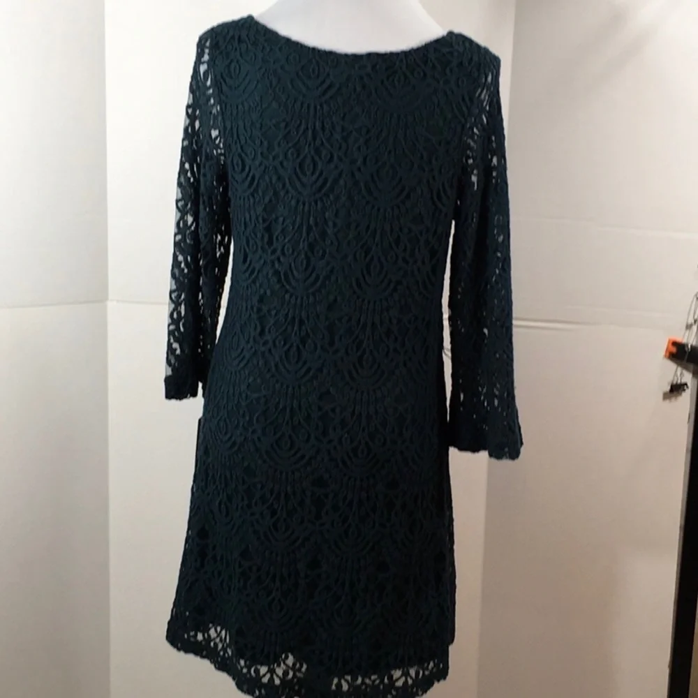 Sharagano teal lace sheath dress NWT